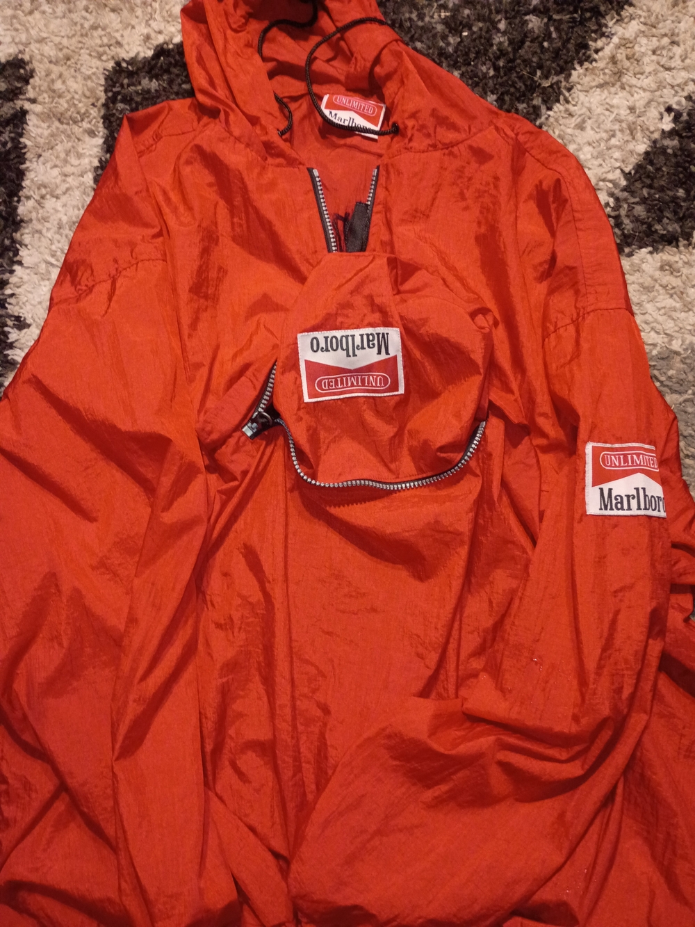 Vintage Marlboro Unlimited Red Packable Windbreaker Jacket
